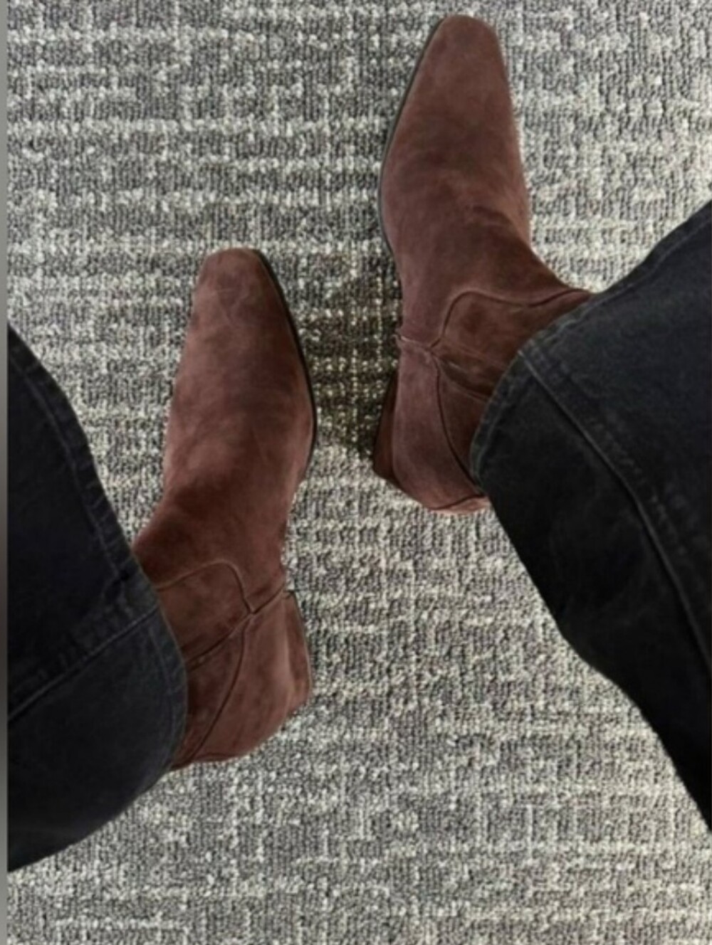 New Jason Wu Pointy Toe Block Heel Genuine Brown Suede Ankle Boots 8.5